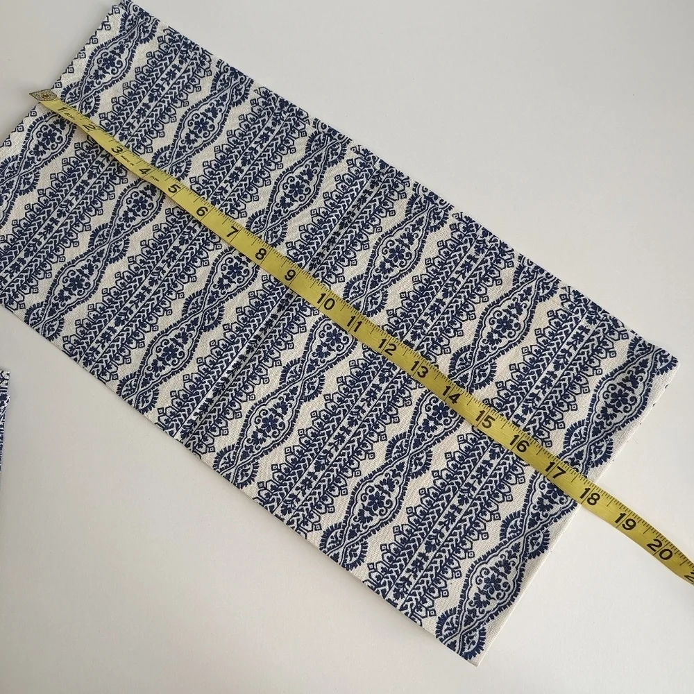 NWOT Set/ 6 Elrene Home Stripe Block Print Cotton Fabric Napkins Indigo, Natural